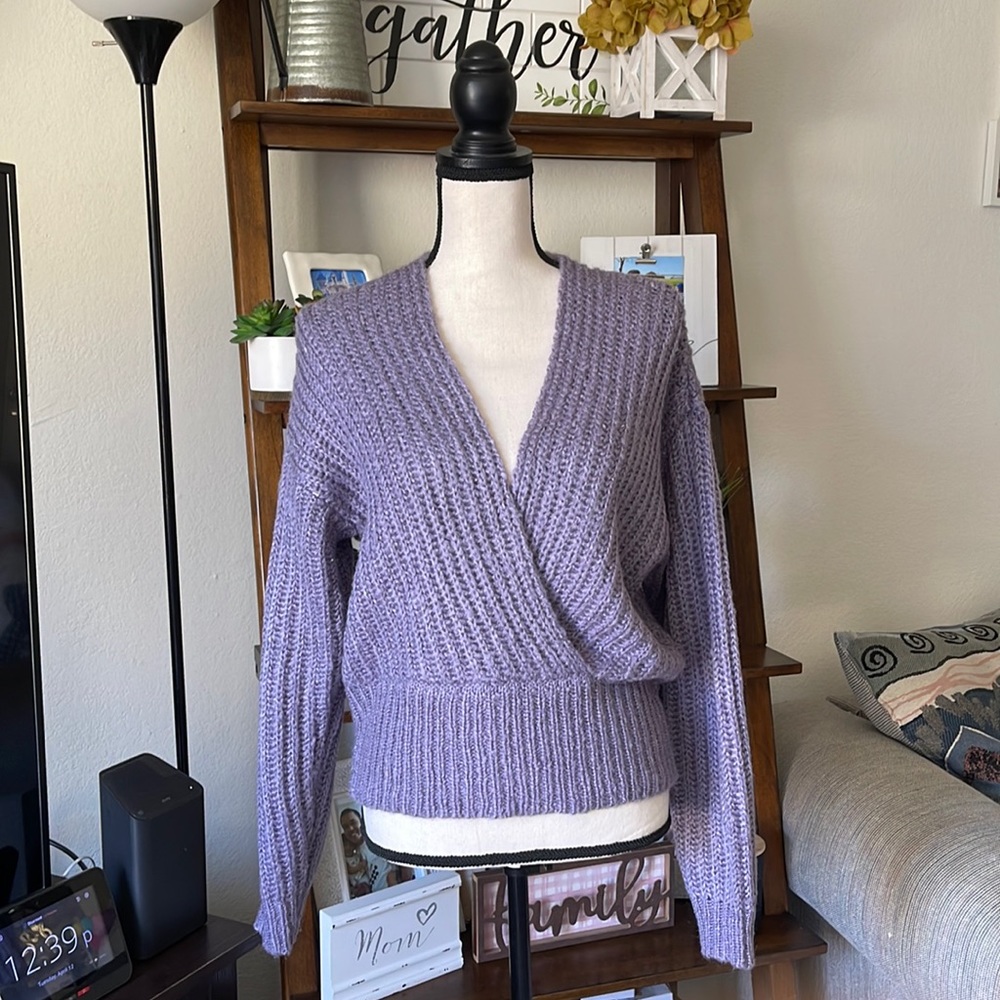 Purl Knit Surplice Sweater, New Without Tag.